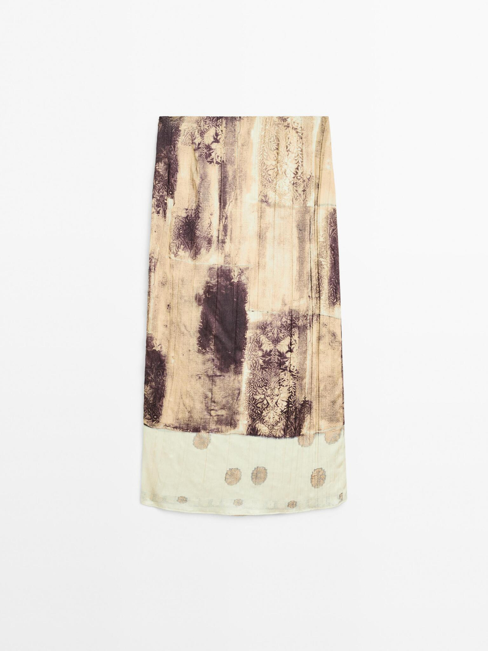 Massimo Dutti Атласная юбка миди с принтом, бордо