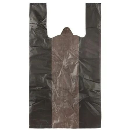 Пакеты-майки чёрные 32+20х60см 13мкм (100/1500шт)