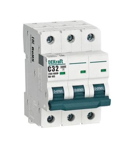 Выключатель автоматический модульный 3п C 32А 10кА ВА-105 DEKraft 13180DEK