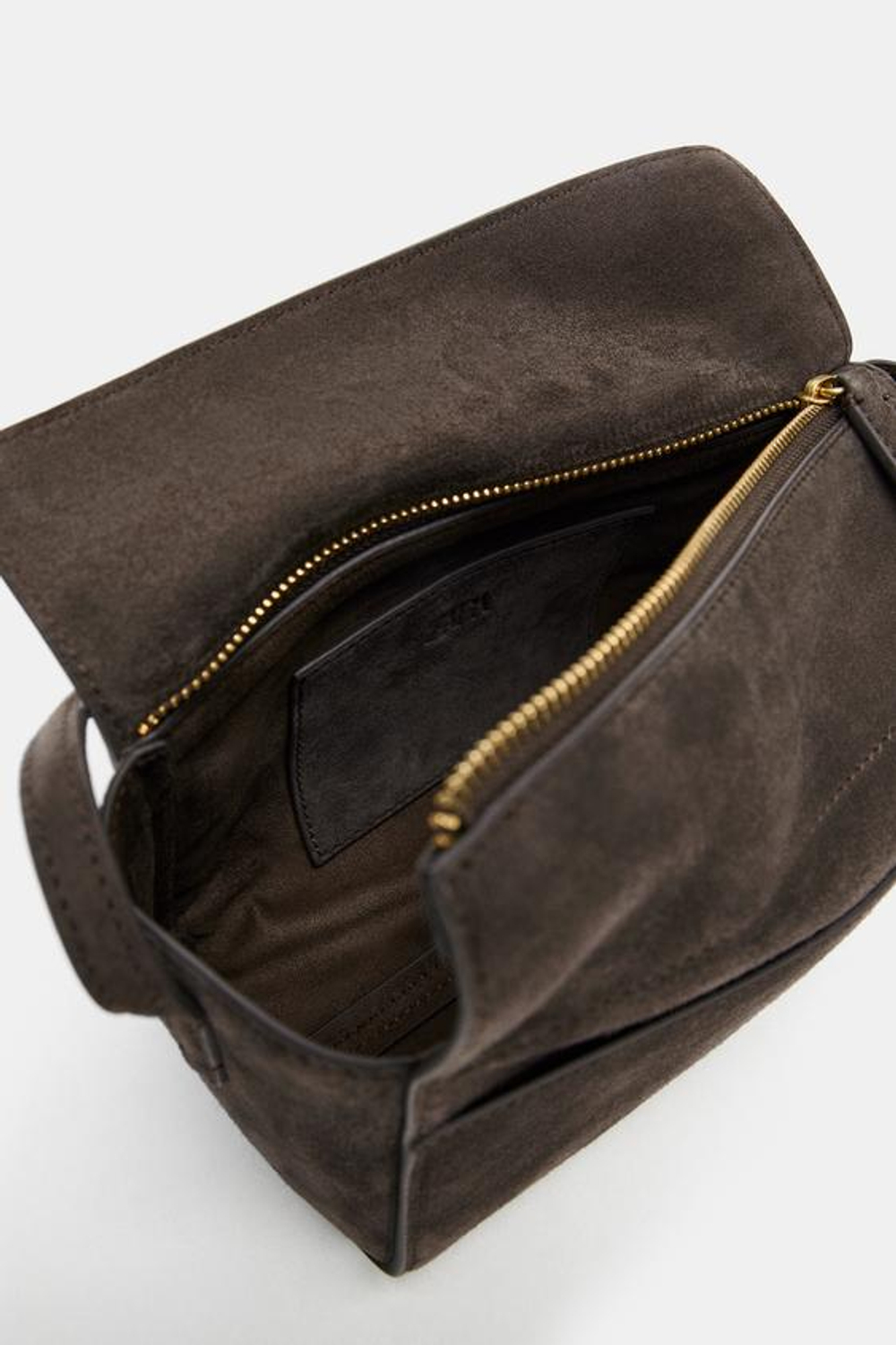 ZARA МИНИ-СУМКА ИЗ КОЖИ, КОРИЧНЕВЫЙ