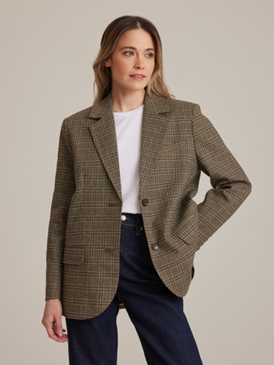 Жакет однобортный  из итальянского твида зеленый