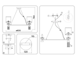 Светильник подвесной LH71293/8 SN/WH никель/белый E14/8 max 40W D830*780
