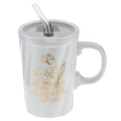 GAEM Кружка с крышкой и трубочкой, 380 мл, L12 W8,5 H16 см, 4в.