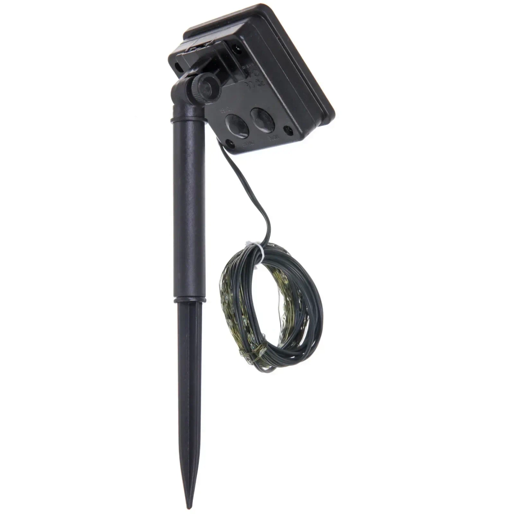 Гирлянда для улицы «Росинка» 10 м 100 ламп LED проволочн.пров. зелен., 8 реж.,IP-54, Белый (солнечная батарея)