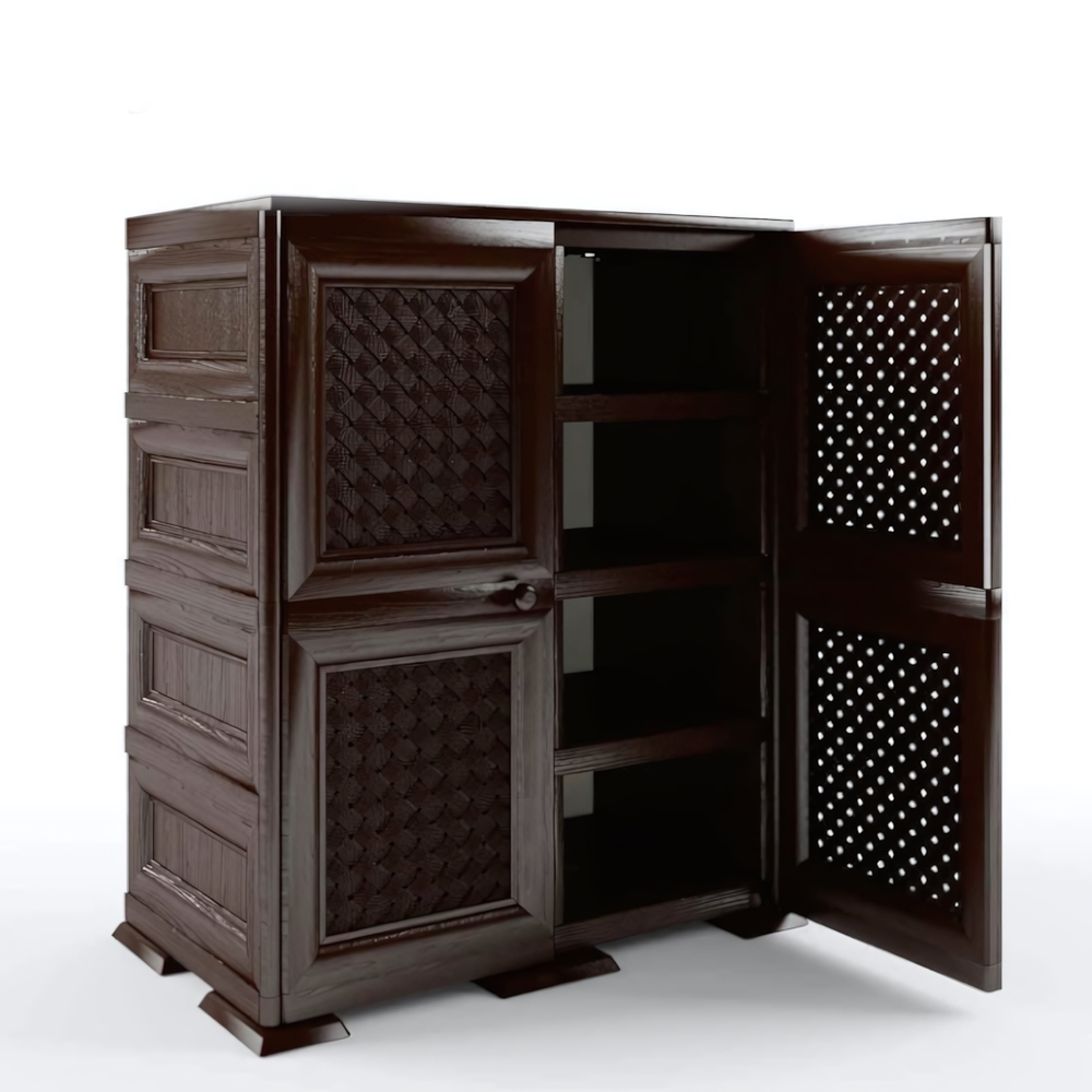 Шкаф - тумба пластиковый "УЮТ" 2 дверцы Э-218 (шоколадный) 780х420х935