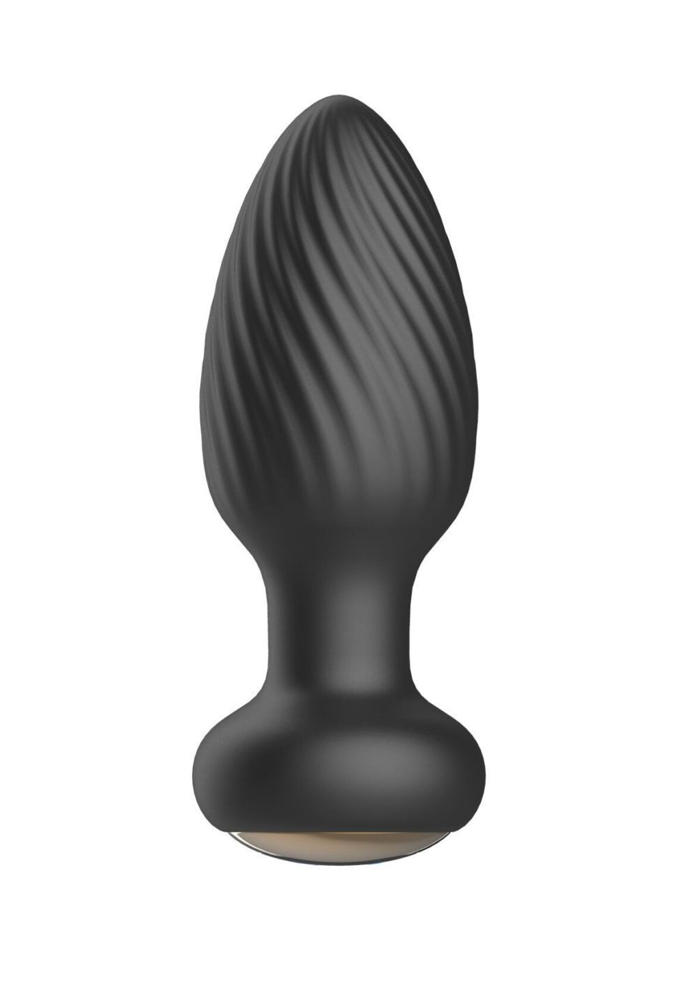 Черная анальная вибропробка с вращением и пультом ДУ - 9,8 см.