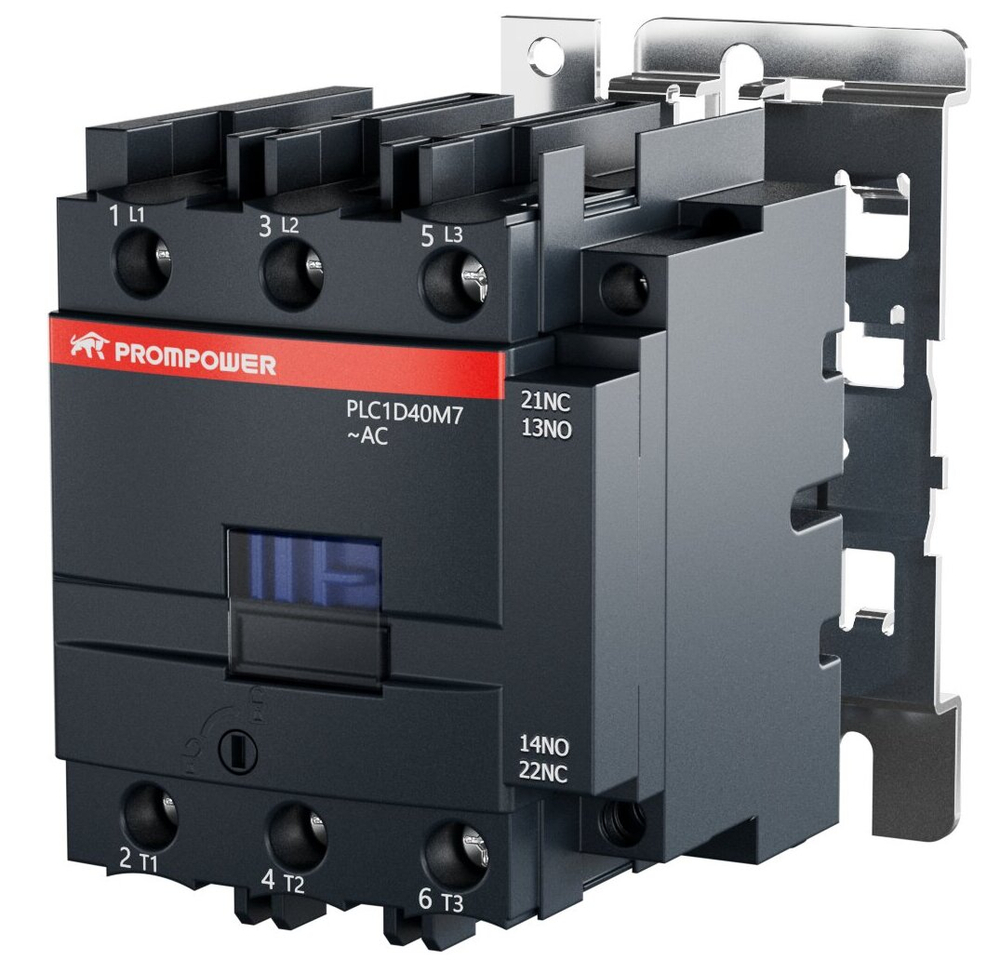 Контактор Prompower PLC1D40M7 серии Pulse, ток 40А, 3 полюса, доп контакт 1НО+1НЗ, катушка 230AC