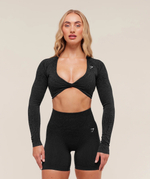 Топ GYMSHARK Adapt Animal Long Sleeve Crop Top Black