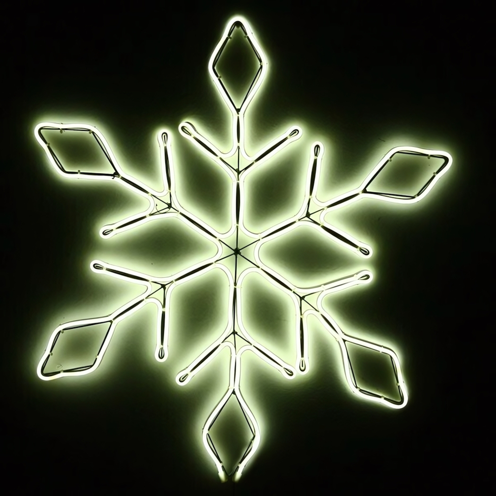 Фигура световая «Снежинка» 67 см, гибкий неон, белая (постоянное свечение)