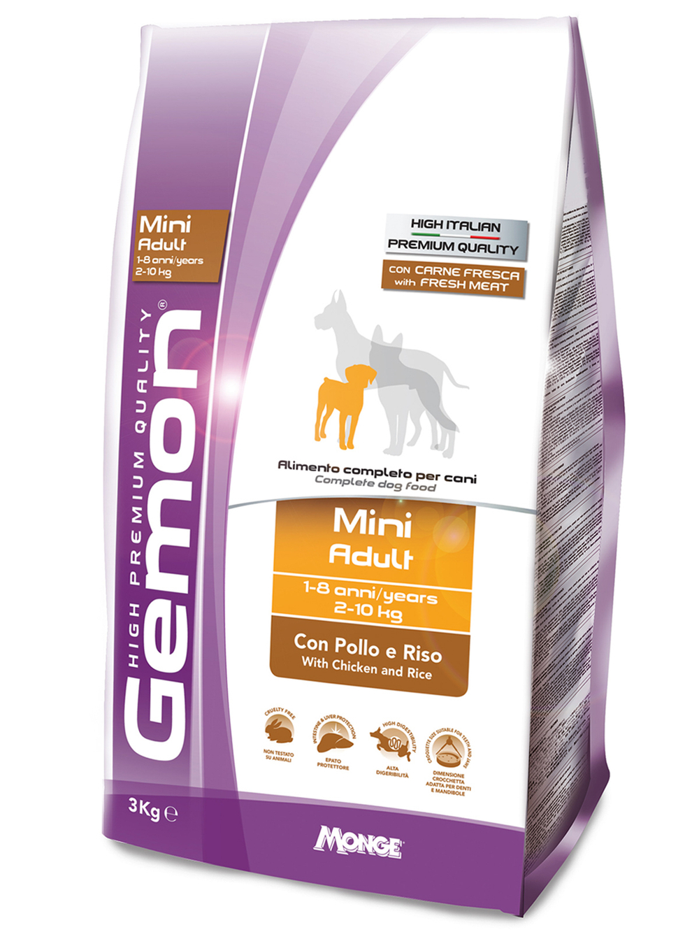 Сухой корм Gemon Dog Mini для взрослых собак мелких пород, с курицей и рисом 3 кг
