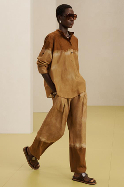 ZARA БРЮКИ СО СРЕДНЕЙ ПОСАДКОЙ С ЗАЩИПАМИ И ПРИНТОМ, ПЕСОЧНЫЙ МЕЛАНЖ