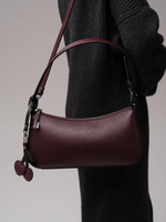 Кожаная сумка багет кросс-боди зимняя вишня