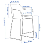 Барный стул со спинкой - TOSSBERG IKEA/ТОССБЕРГ ИКЕА, 101х42х56 см, серый
