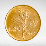 Italy 20 Lire 1970 R "Oak Branch", AU