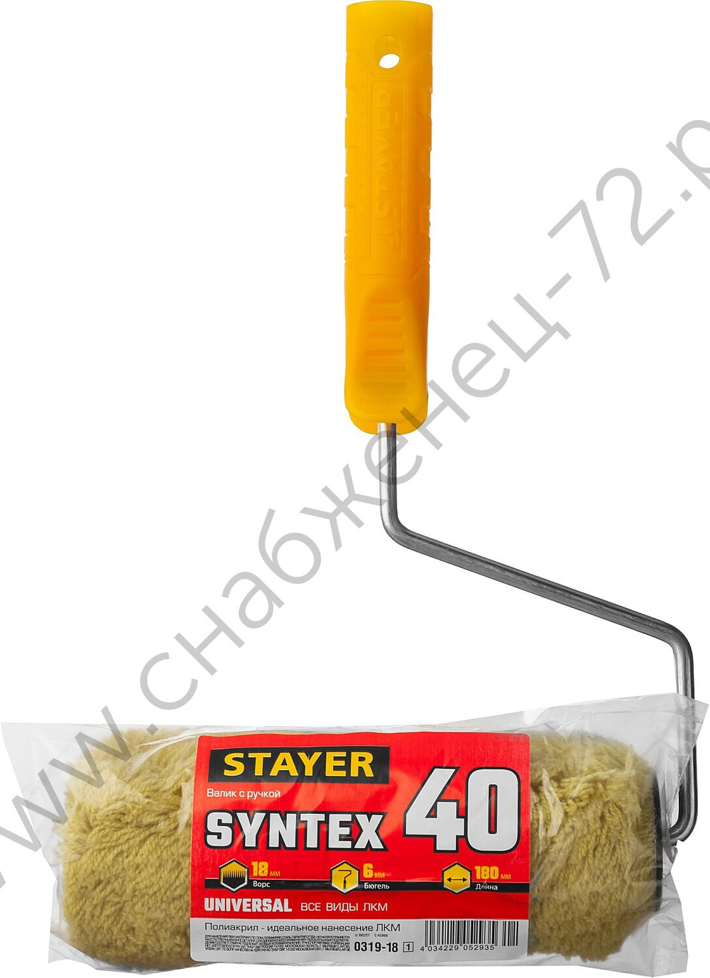 STAYER SYNTEX 40 мм, 180 мм, полиакрил, Малярный валик с ручкой, MASTER (0319-18)