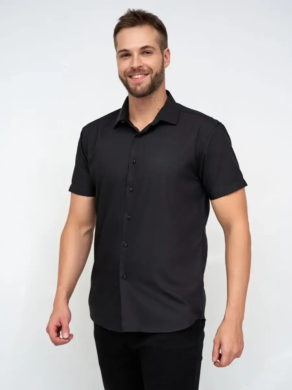 Рубашка приталенная с коротким рукавом