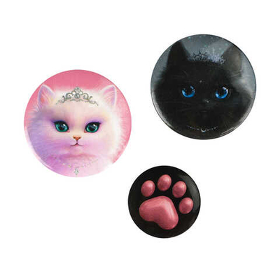 Значки закатные КОШЕЧКИ-ПРИНЦЕССЫ, 3 шт.
