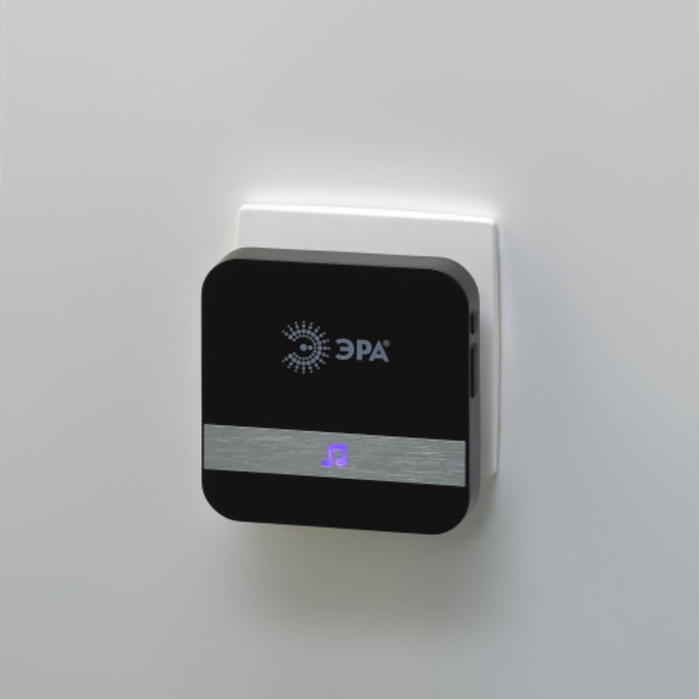Звонок дверной ЭРА C94 беспроводной, от сети, черный, 52 мелодии