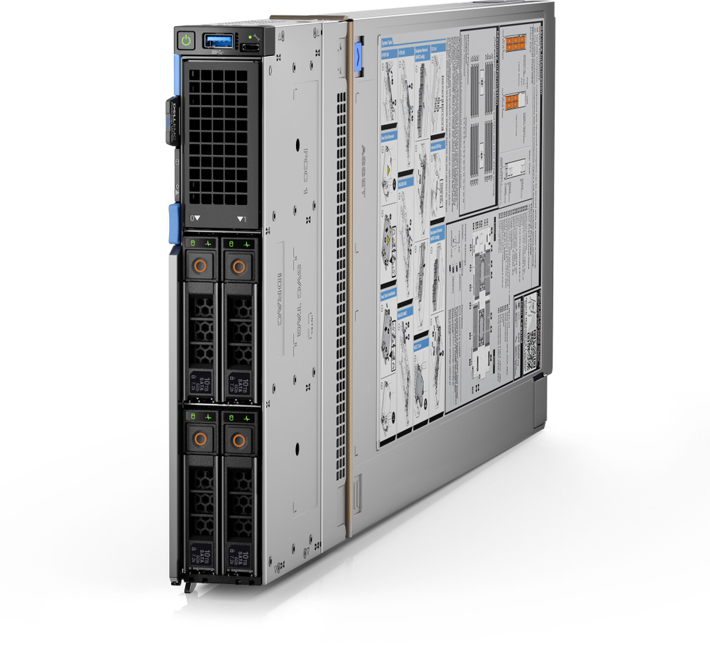 Модульный сервер - Dell poweredge-mx750c G15, 1U слэд, 4x 2.5“, 1x Xeon[4314] 16 Cores, 8Gb, 210-AYCP