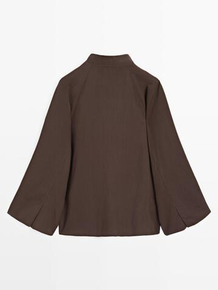Massimo Dutti рубашка с рукавами реглан, коричневый