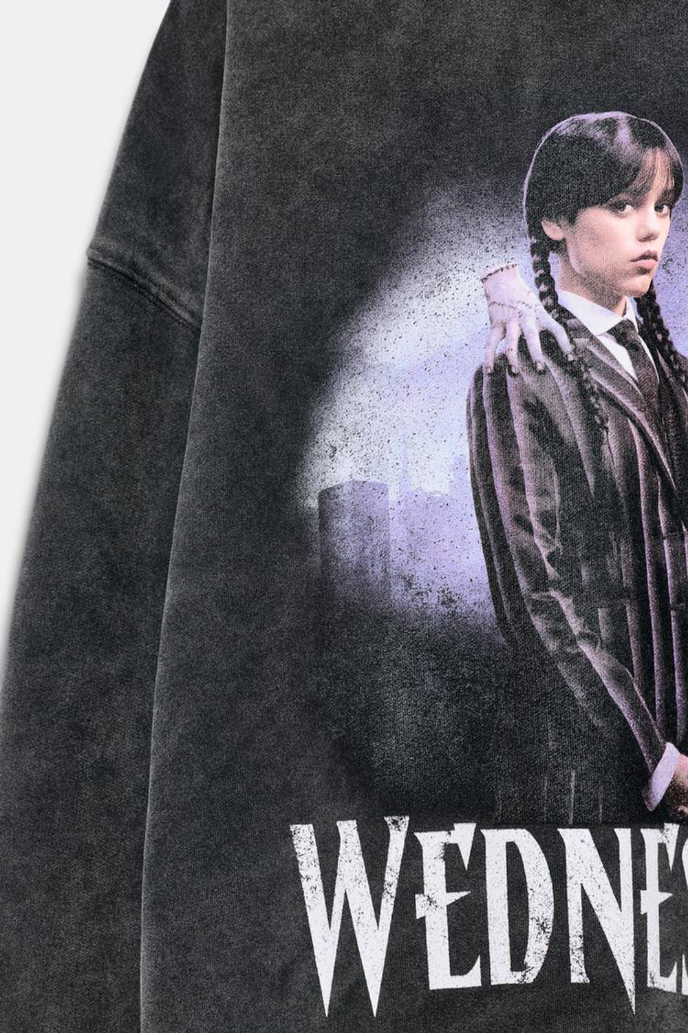 ZARA СВИТШОТ С ЭФФЕКТОМ ПОТЕРТОСТИ WEDNESDAY©, АНТРАЦИТОВО-СЕРЫЙ