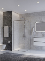 Душевой уголок Cezares PLANE-A-2-100-C-IN, 100х100х195, профиль сатин, стекло прозрачное