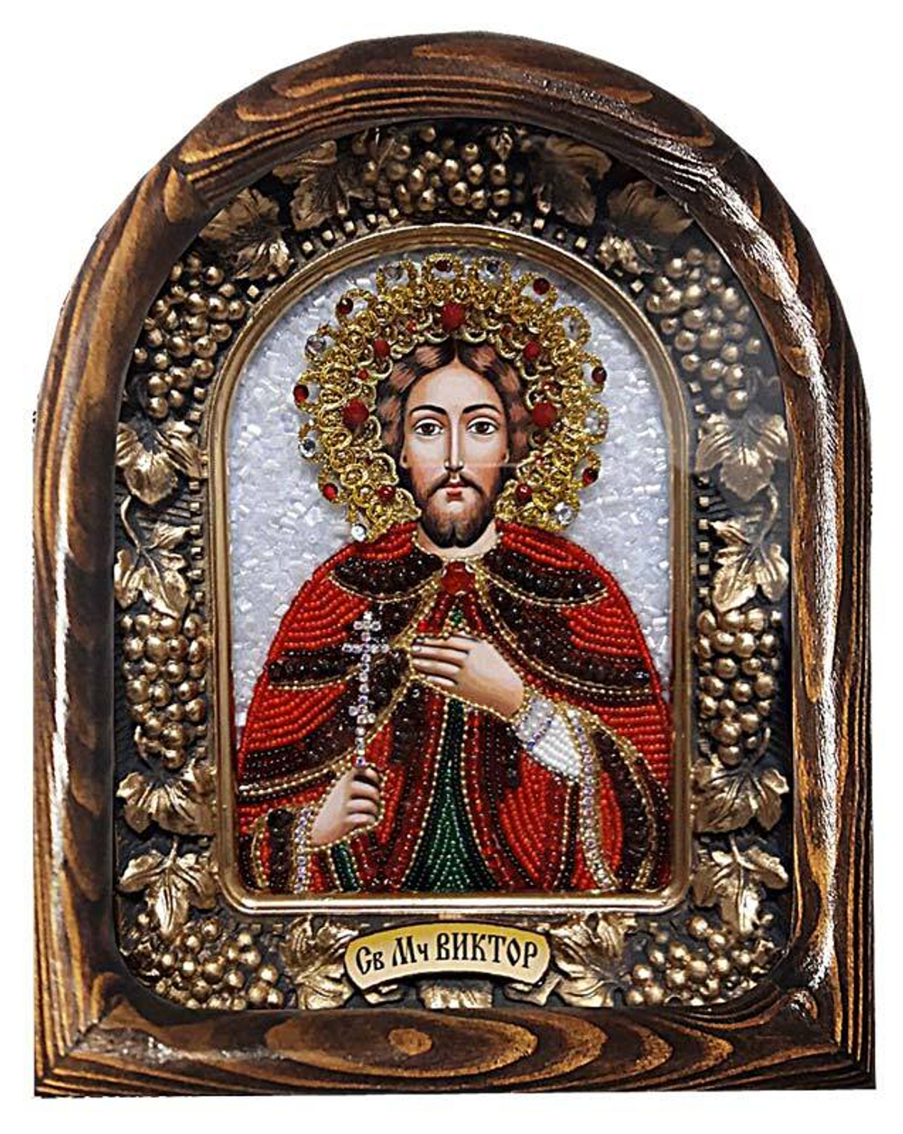 Дивеевская икона святой мученик Виктор, печать, бисер