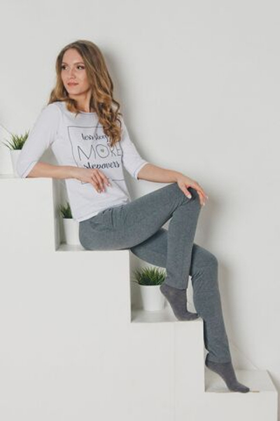 Пижама Sleeps с принтом на футболке (Размер: XL) (Цвет: белый с серым)