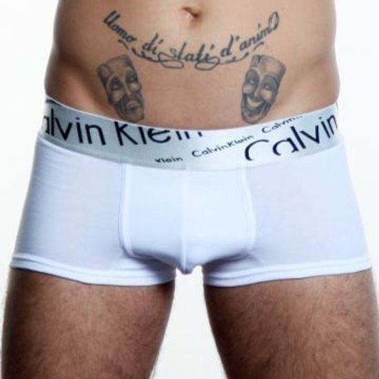 Мужские трусы боксеры белые с косой резинкой Calvin Klein Steel Boxer Italics White