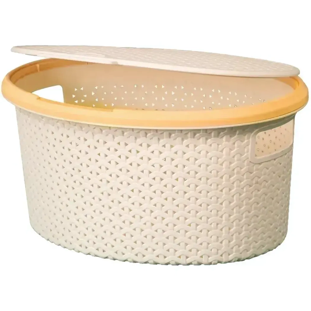 Корзина для белья Плетёнка 20л овальная с крышкой