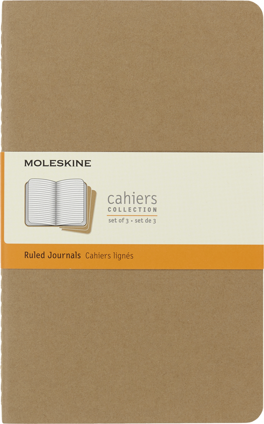 Набор из 3-х блокнотов в линейку Moleskine Cahier Journal (QP416) 13х21см, бежевый (3шт)
