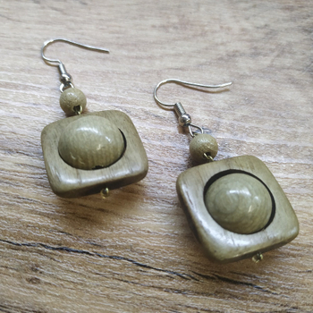 Серьги Квадроглазки, дерево, цвет светло-коричневый, 20x30 мм