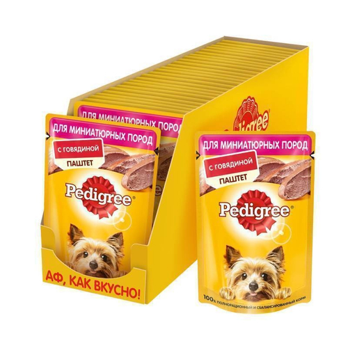 Влажный корм Pedigree для собак миниатюрных пород, паштет с говядиной, 24 шт x 80 г