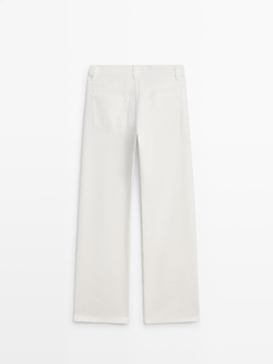 Massimo Dutti Джинсы с высокой талией и широкими штанинами, белый