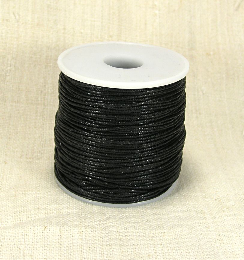 Шнур вощеный, черный, 1 мм (1 метр)