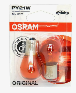 Автолампа  РY 12-21+3 (PY21/3W) 1конт ОРАНЖ (смещ штифт) (BAU15s) OSRAM (бл2шт) 7507-2BL ORIGINAL