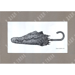 Пешков Р. В. Крокодил-зонт. Тушь, перо. 2024 г.