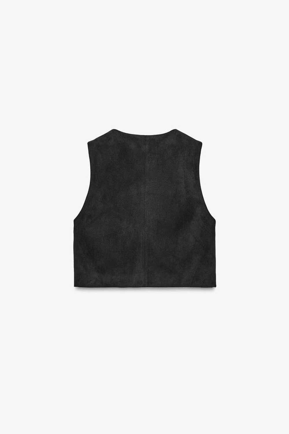 ZARA ЖИЛЕТ ИЗ ИСКУССТВЕННОЙ ЗАМШИ С ВЫШИВКОЙ И БИСЕРОМ, ЧЕРНЫЙ