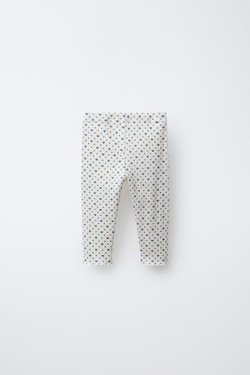 ZARA ЛЕГИНСЫ В РУБЧИК SOFT TOUCH С БАНТАМИ, ЭКРЮ/СИНИЙ