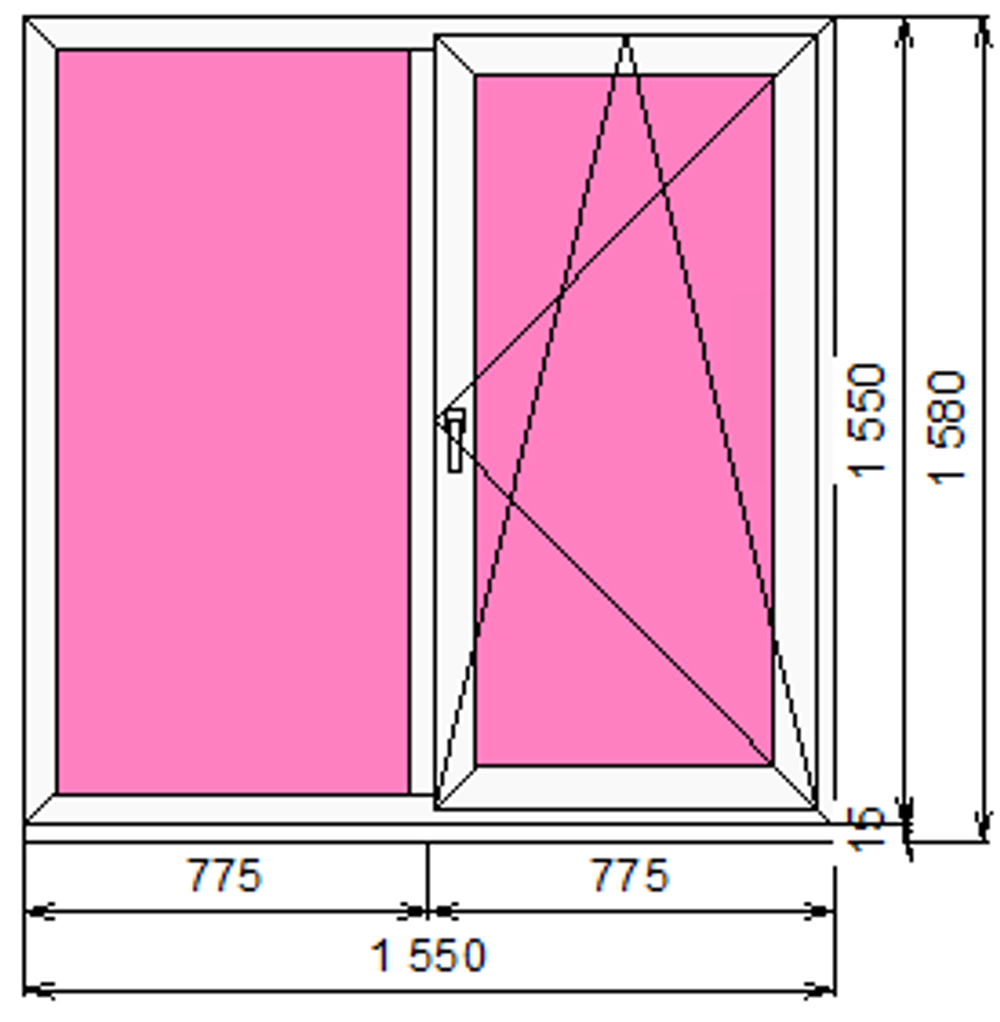 Пластиковое окно 1550 х 1550 ТермА Эко