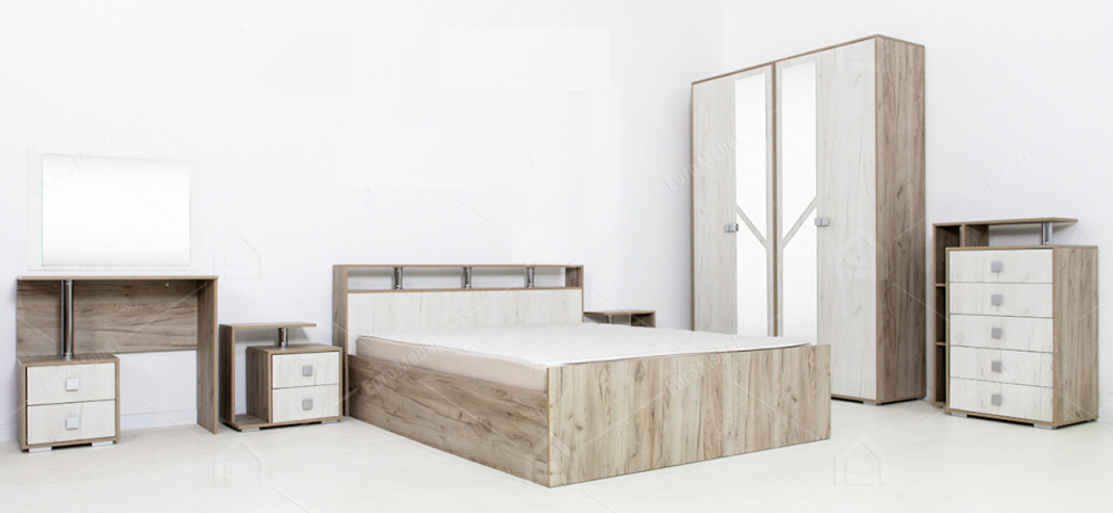 Кровать Ольга-17 реечное ладе дуб крафт серый/дуб крафт белый 1200