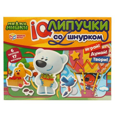 IQ-липучки со шнуровкой "Лесная поляна. Воздушный шар. Ми-ми-мишки" 4680107930385 (Умные игры)