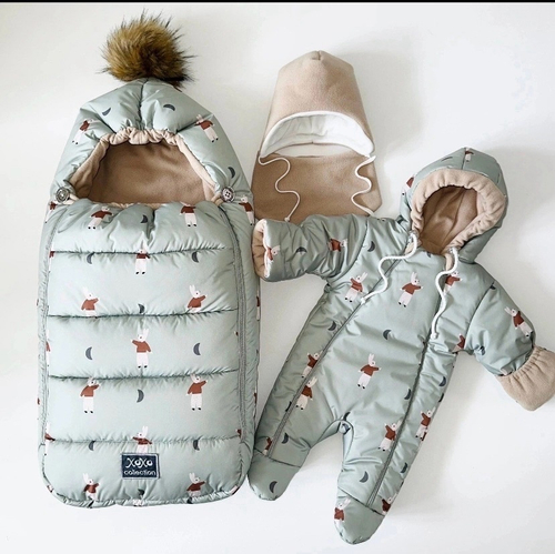 Зимний комплект на выписку "Пушинка принт" (model.28)