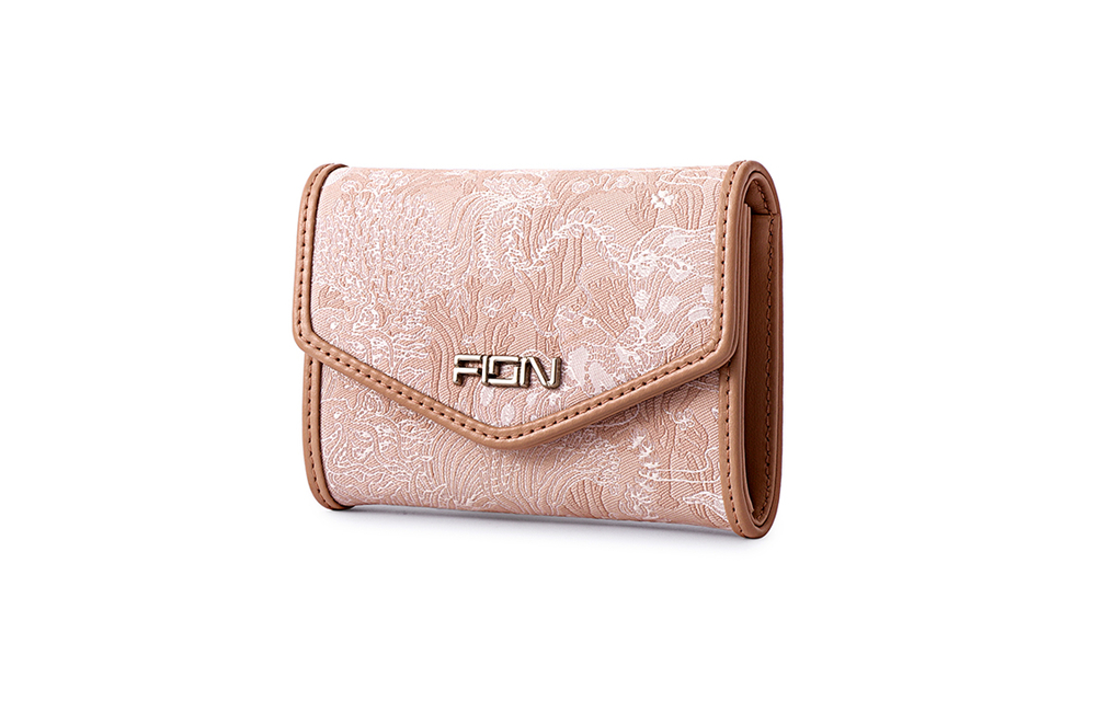 FION Fabric With Cow Leather Wallet Small Women"s Pink