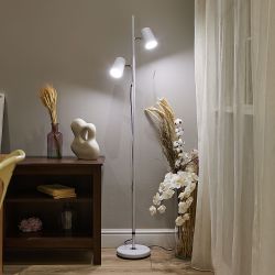 ULM-T600 2х6W-4500K-DIM WHITE Торшер напольный светодиодный. 2х6W. Сенсорный выключатель. Диммер. Белый. ТМ Uniel