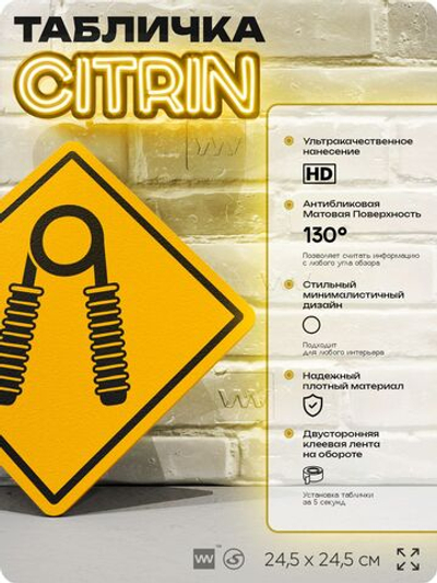 Табличка декоративная "Кистевой эспандер" на дверь и стену, спортивная, информационная, декоративный знак, 24,5х24,5 см, пластиковая, Айдентика Технолоджи