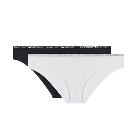 Женские трусы брифы набор из 2 штук (белый, черный) Emporio Armani 164408_CC318 00911