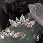 Кластер "Crown Marquise" - Желтое золото - White CZ
