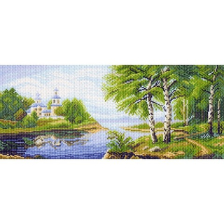 "На берегу реки"-1077 канва с рисунком