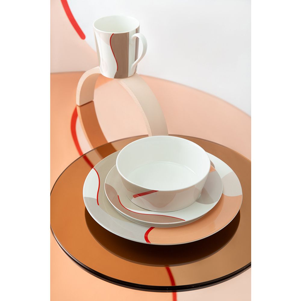 Набор из двух тарелок бежевого цвета с авторским принтом из коллекции Freak Fruit, 21 см